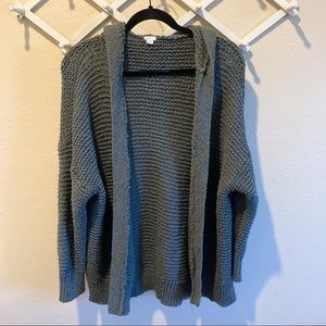 Aerie Open Front Hooded Cardigan Forest Green Size M